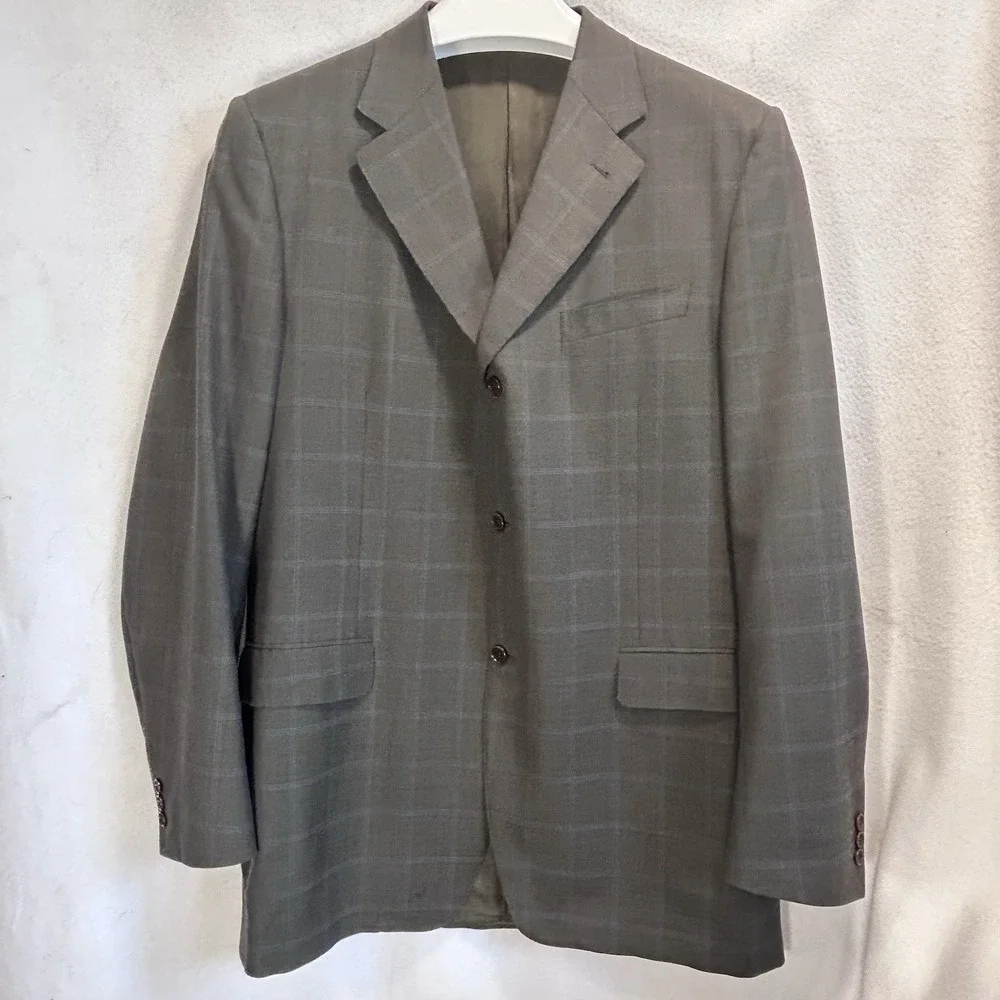 CANALI Proposta Windowpane 100% Wool Blazer Sport Coat Jacket EU 52L/US 42 L